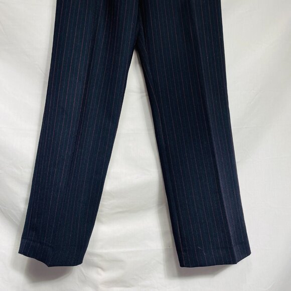 Harvé Benard by Bernard Holtzman Women's Navy and Red Pinstripe Pants Size 8 - Picture 3 of 10